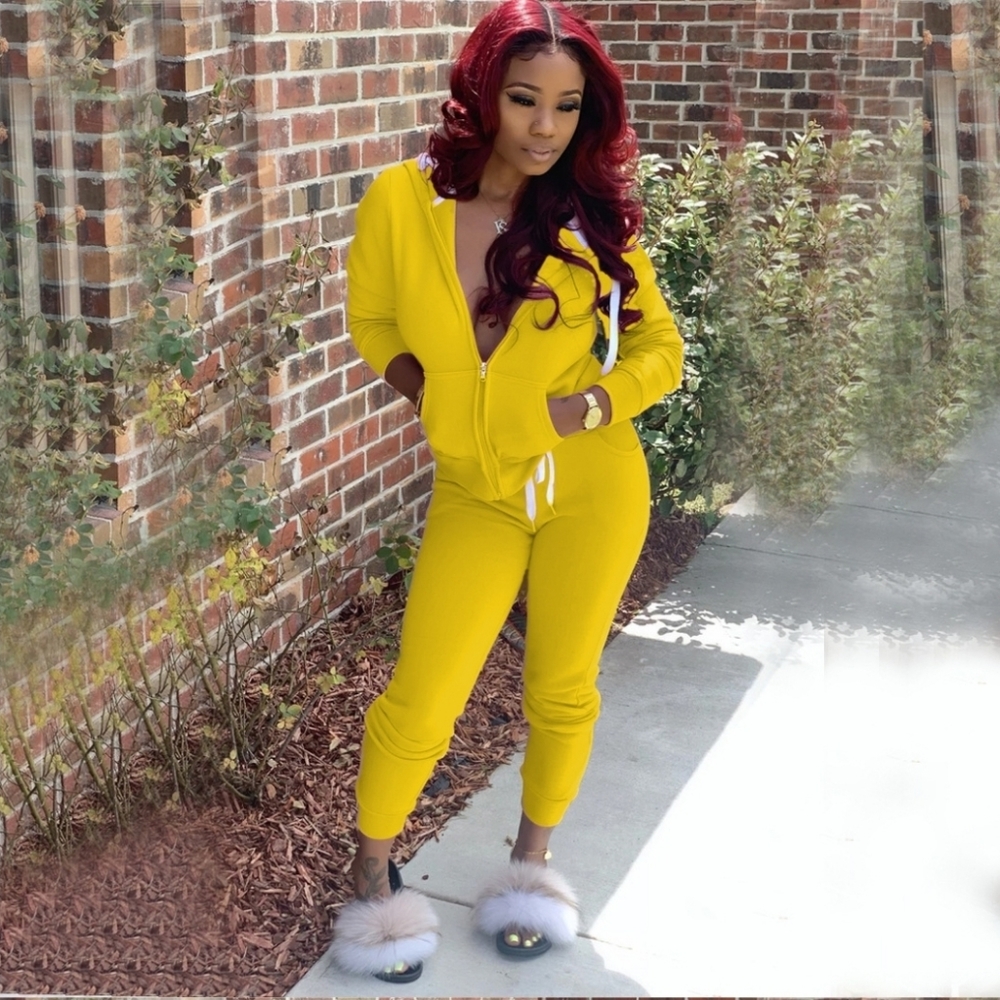 Women's Solid Yellow Sports Suit, Size Small